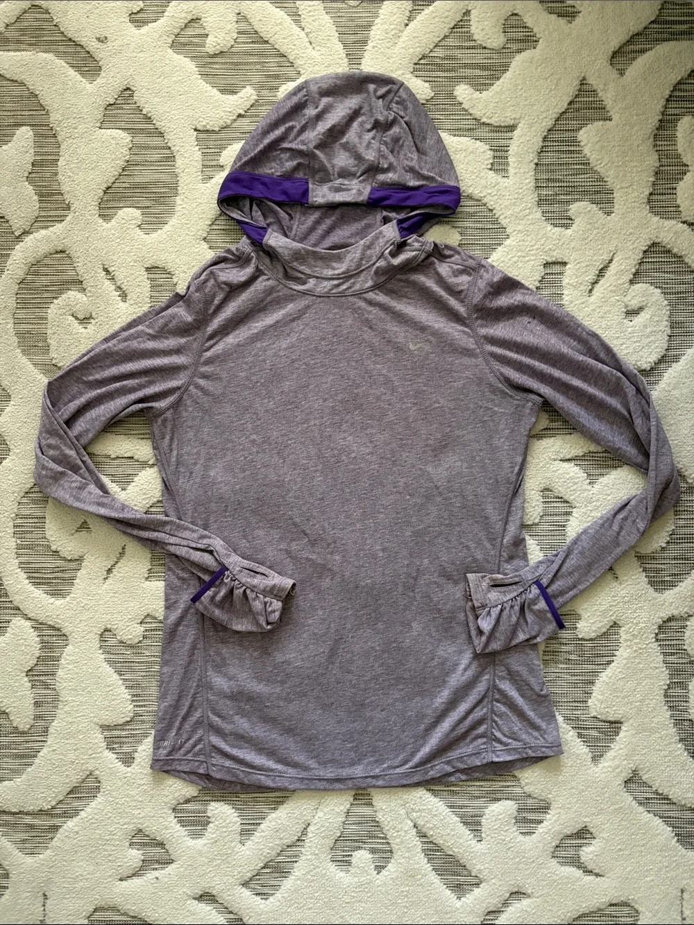 Nike Purple Lightweight Hooded Long Sleeve Top